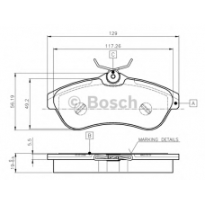 0 986 TB2 419 BOSCH Комплект тормозных колодок, дисковый тормоз