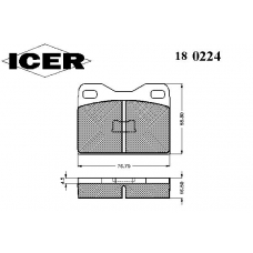 180224 ICER Комплект тормозных колодок, дисковый тормоз
