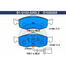 B1.G102-0265.2 GALFER Комплект тормозных колодок, дисковый тормоз