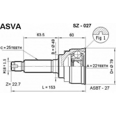 SZ-027 ASVA Шарнирный комплект, приводной вал