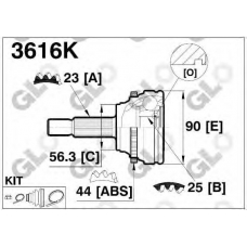 3616K GLO Шарнирный комплект, приводной вал