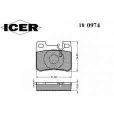180974 ICER Комплект тормозных колодок, дисковый тормоз