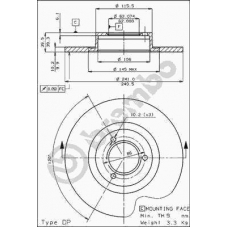 08.2615.10 BREMBO Тормозной диск