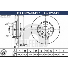 B1.G225-0141.1 GALFER Тормозной диск