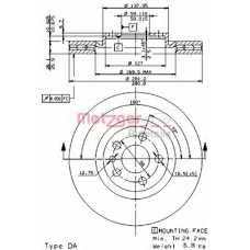 6110408 METZGER Тормозной диск