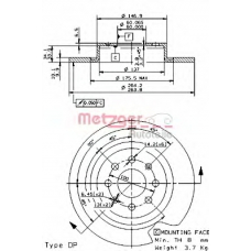 6110443 METZGER Тормозной диск