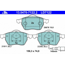 13.0470-7122.2 ATE Комплект тормозных колодок, дисковый тормоз