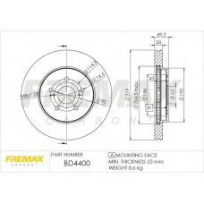 BD-4400 FREMAX Тормозной диск