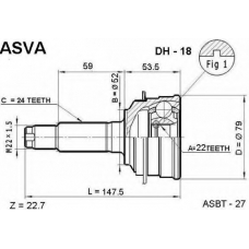 DH-18 ASVA Шарнирный комплект, приводной вал