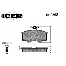 180865 ICER Комплект тормозных колодок, дисковый тормоз