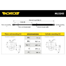 ML5345 MONROE Газовая пружина, капот