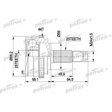 PCV1214 PATRON Шарнирный комплект, приводной вал