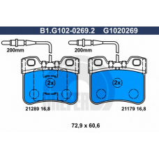 B1.G102-0269.2 GALFER Комплект тормозных колодок, дисковый тормоз