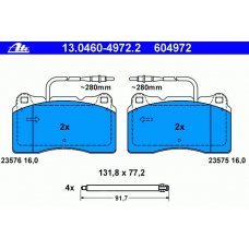 13.0460-4972.2 ATE Комплект тормозных колодок, дисковый тормоз