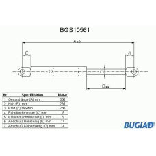 BGS10561 BUGIAD Газовая пружина, крышка багажник