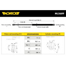 ML5689 MONROE Газовая пружина, капот