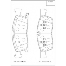 KD6580 ASIMCO Комплект тормозных колодок, дисковый тормоз