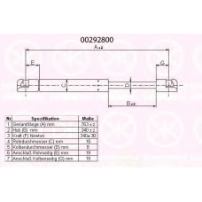 00292800 KLOKKERHOLM Газовая пружина, капот