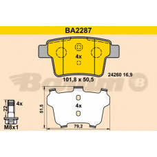 BA2287 BARUM Комплект тормозных колодок, дисковый тормоз