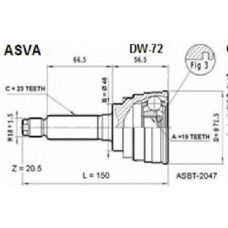 DW-72 ASVA Шарнирный комплект, приводной вал