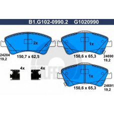 B1.G102-0990.2 GALFER Комплект тормозных колодок, дисковый тормоз