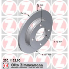 250.1162.00 ZIMMERMANN Тормозной диск