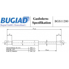 BGS11200 BUGIAD Газовая пружина, заднее стекло