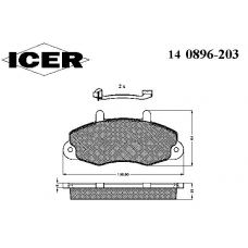 140896-203 ICER Комплект тормозных колодок, дисковый тормоз