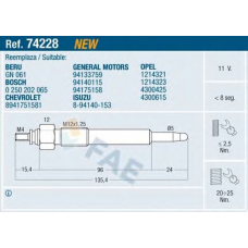 74228 FAE Свеча накаливания