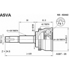 NS-62A42 ASVA Шарнирный комплект, приводной вал