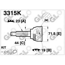 3315K GLO Шарнирный комплект, приводной вал