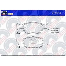 20351 GALFER Комплект тормозных колодок, дисковый тормоз