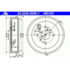 24.0220-0046.1 ATE Тормозной барабан
