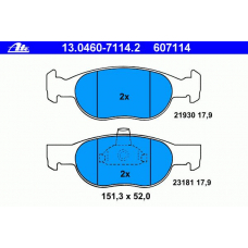 13.0460-7114.2 ATE Комплект тормозных колодок, дисковый тормоз