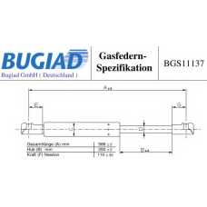 BGS11137 BUGIAD Газовая пружина, заднее стекло