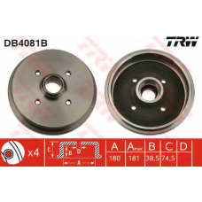 DB4081B TRW Тормозной барабан