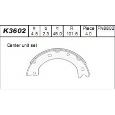 K3602 ASIMCO Комплект тормозных колодок, стояночная тормозная с