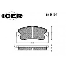 180496 ICER Комплект тормозных колодок, дисковый тормоз