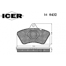 160432 ICER Комплект тормозных колодок, дисковый тормоз