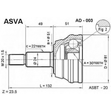 AD-003 ASVA Шарнирный комплект, приводной вал