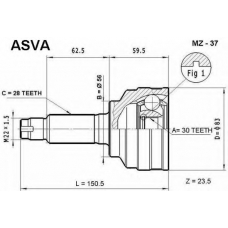 MZ-37 ASVA Шарнирный комплект, приводной вал