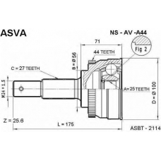 NS-AV-A44 ASVA Шарнирный комплект, приводной вал