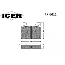 180011 ICER Комплект тормозных колодок, дисковый тормоз