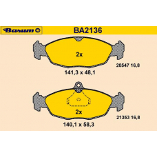 BA2136 BARUM Комплект тормозных колодок, дисковый тормоз