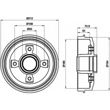 8DT 355 301-211 HELLA Тормозной барабан