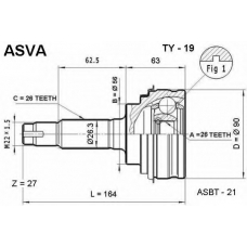 TY-19 ASVA Шарнирный комплект, приводной вал