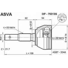 OP-75313S ASVA Шарнирный комплект, приводной вал