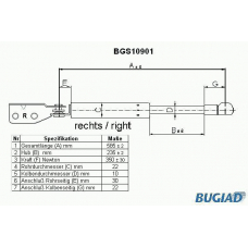 BGS10901 BUGIAD Газовая пружина, крышка багажник