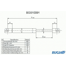 BGS10091 BUGIAD Газовая пружина, крышка багажник