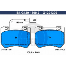 B1.G120-1300.2 GALFER Комплект тормозных колодок, дисковый тормоз